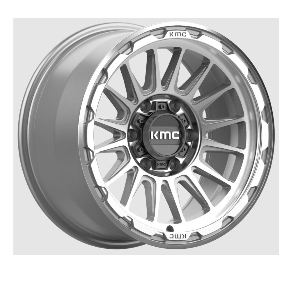 KM542 17X9.0 ET18 6X139.7 Gloss Silver w Machined Face-2