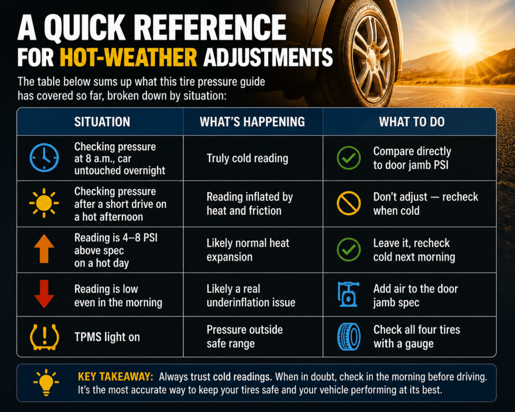 Tire Pressure Guide: The Hidden 10°F Danger 2 A Quick Reference for Hot-Weather Adjustments