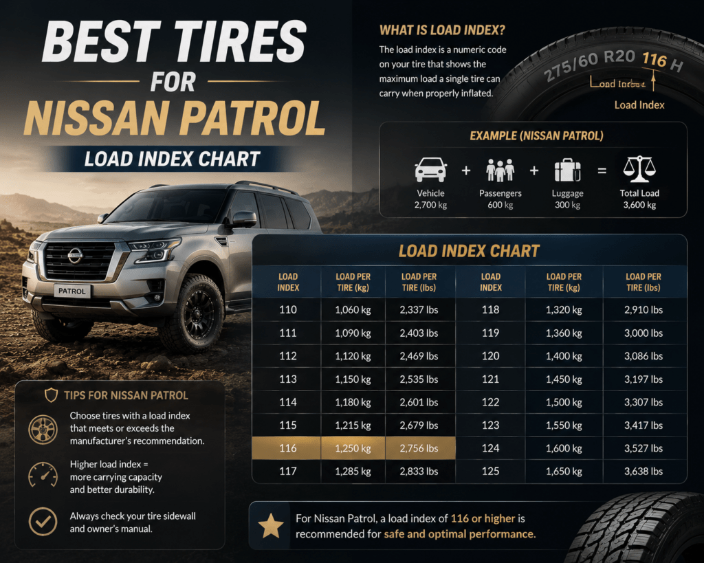 Best Tires for Nissan Patrol load index chart