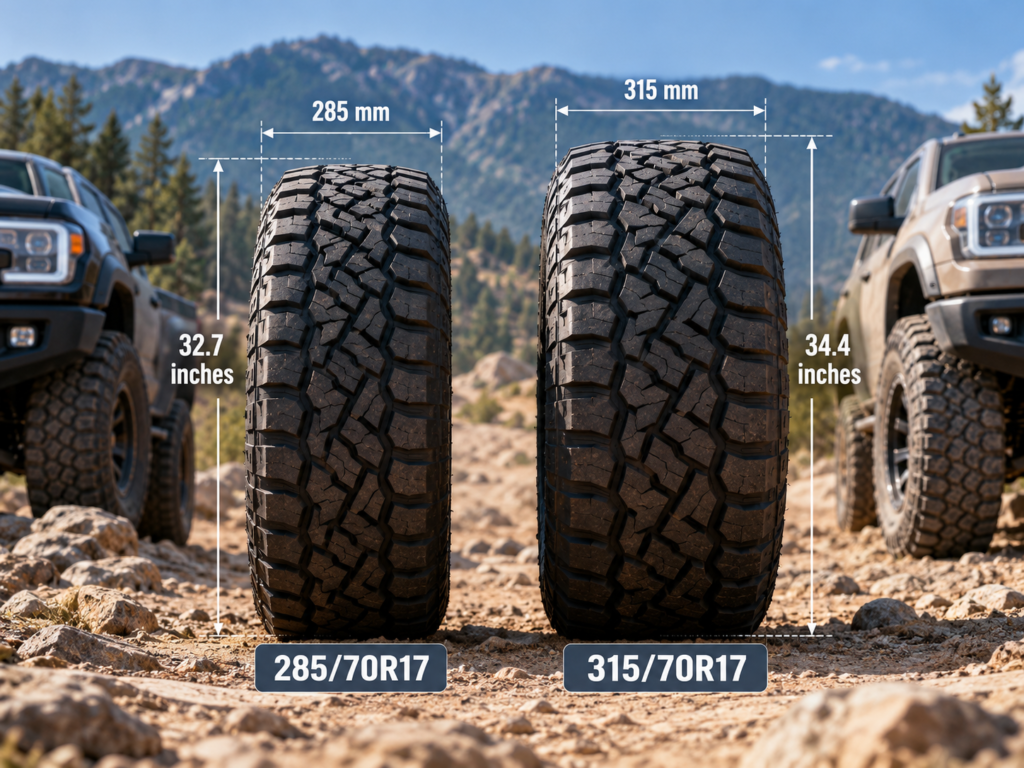 285/70R17 vs 315/70R17: The Ultimate Tire Size Comparison
